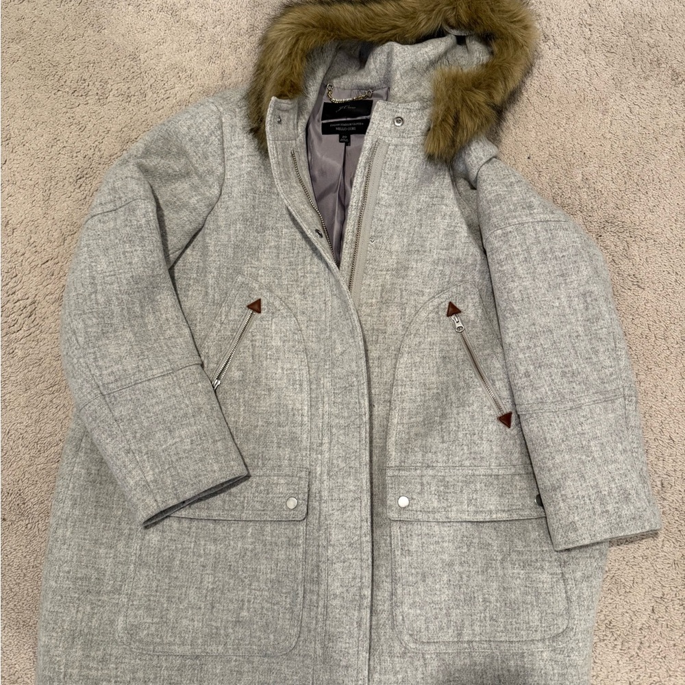 JCREW Gray Hooded chateau parka wool